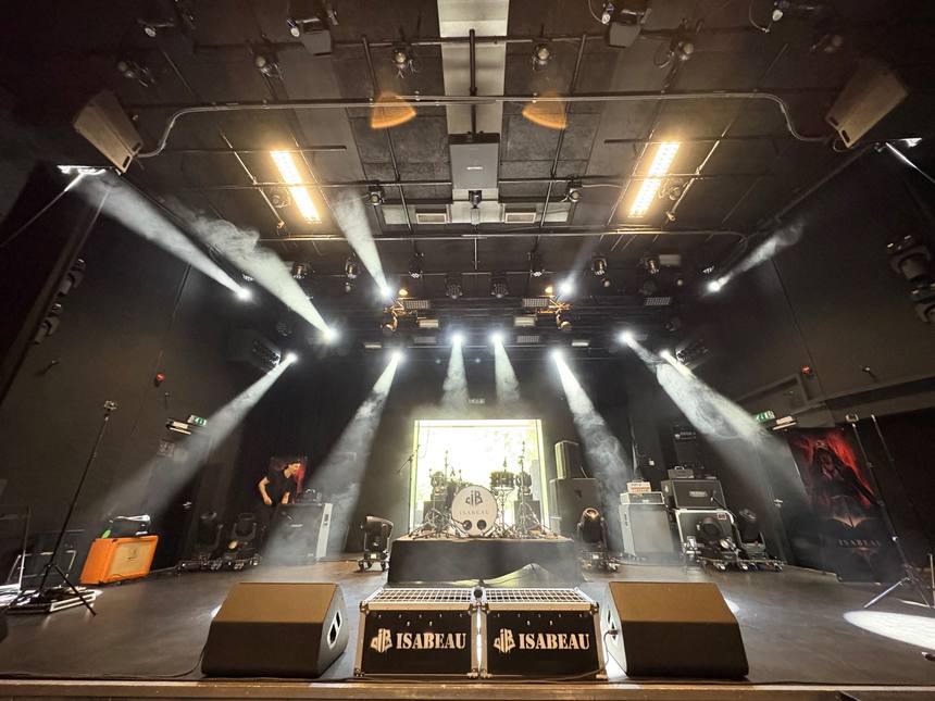 The stage set up before doors